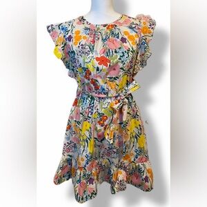Melloday Floral Garden Party Ruffle Mini Dress – Size Large